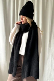 Alpakos vilnos šalikas Juodoji Elegancija - Image 2