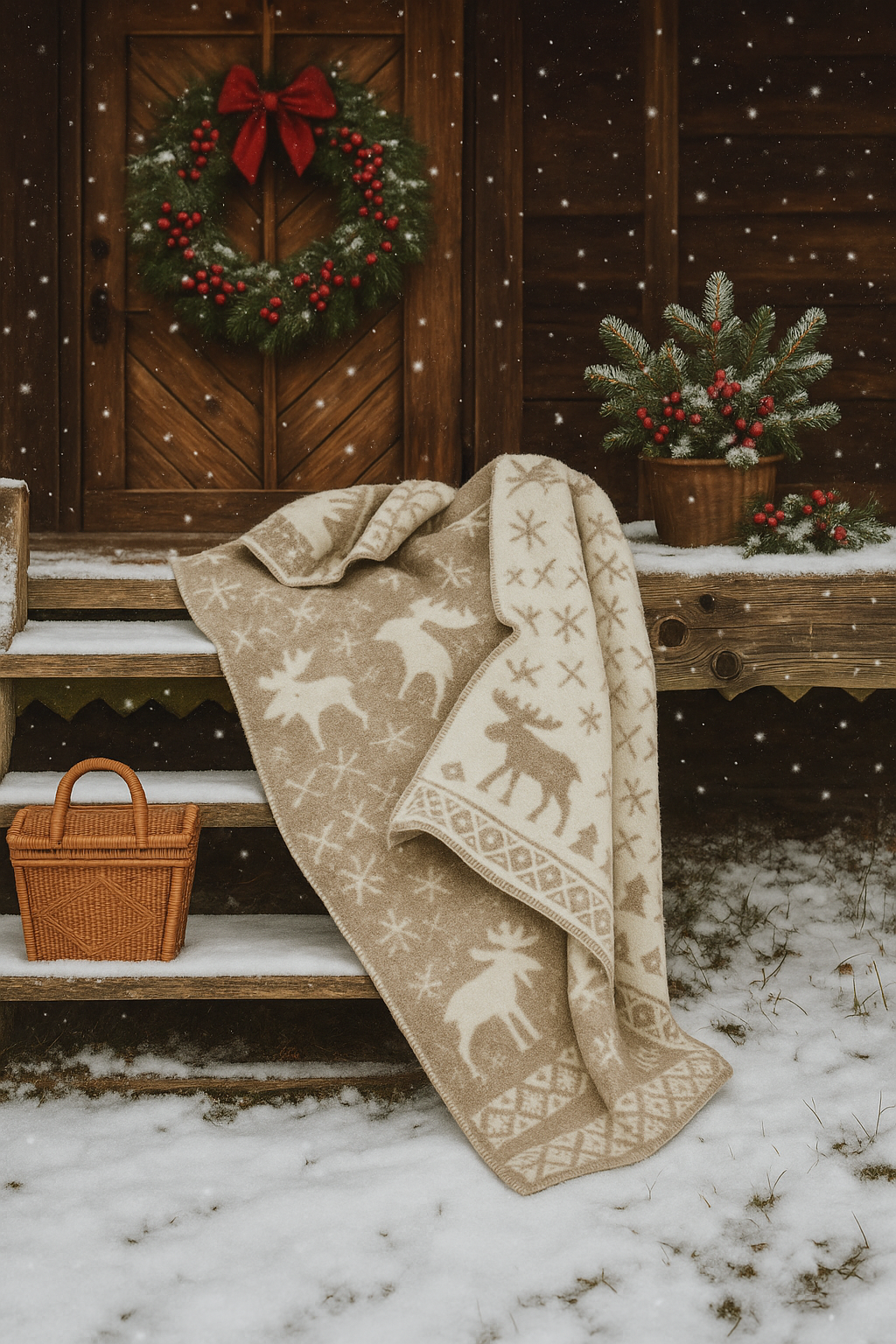 ChatGPT Image Dec 1, 2025, 11_45_40 PM Kalėdinis Naujosios Zelandijos vilnos pledas - „Žiemos Gamtos Ramybė“ - Image 1