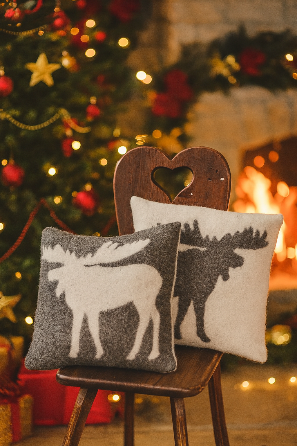 ChatGPT Image Dec 2, 2025, 01_20_27 AM „Alpacos Dreams Nordic Elk Prestige“ – dvipusė 100% vilnos pagalvėlė - Image 1