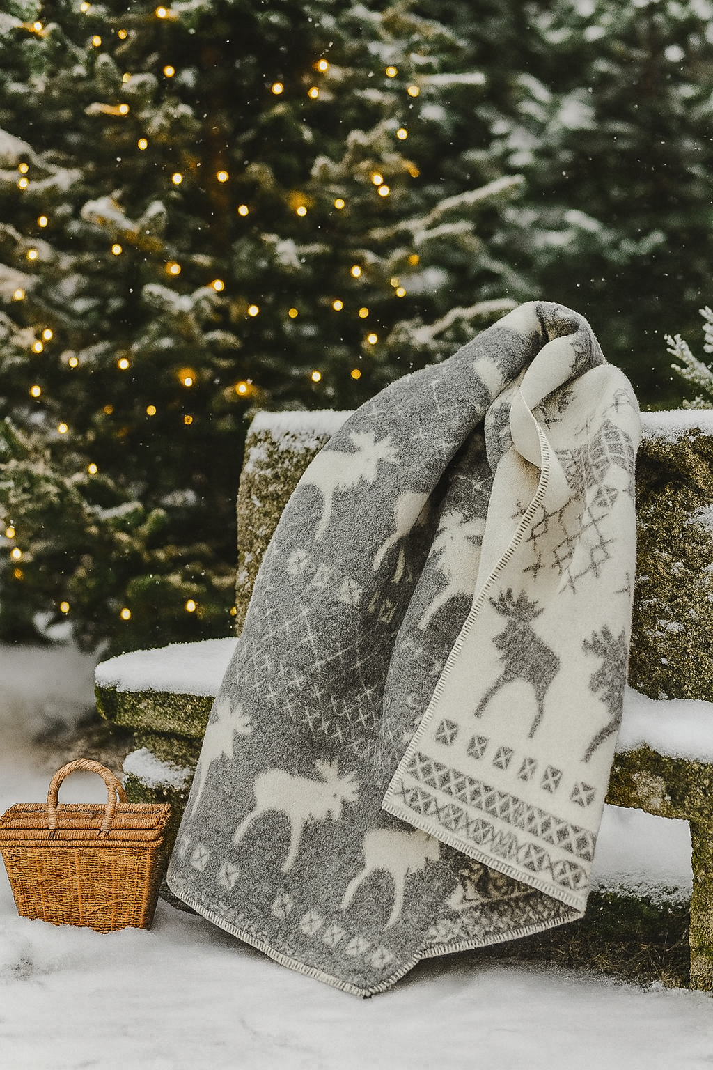 ChatGPT Image Dec 2, 2025, 12_03_09 AM Kalėdinis Naujosios Zelandijos vilnos pledas - „Pilkoji Sniego Simfonija“ - Image 1